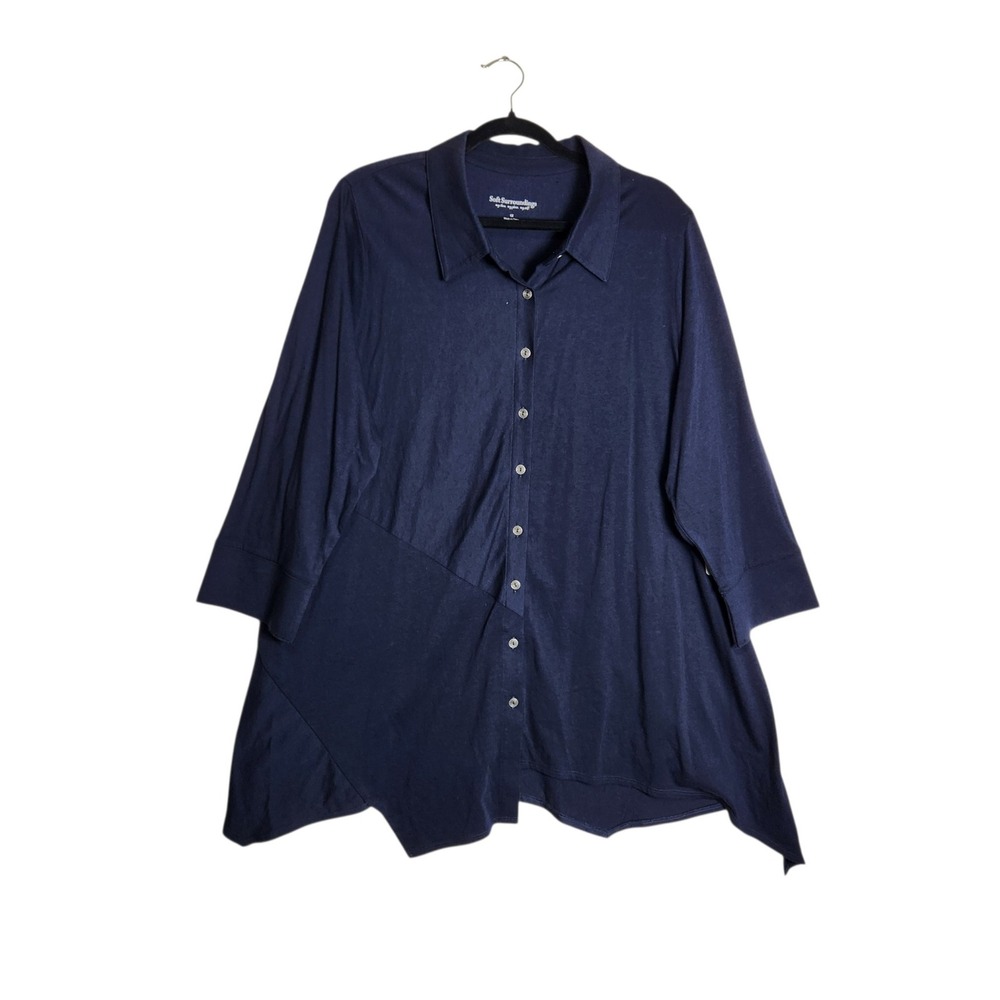 Soft Surroundings Santa Barbara Shirt Night Sky Navy Blue Tunic 1X